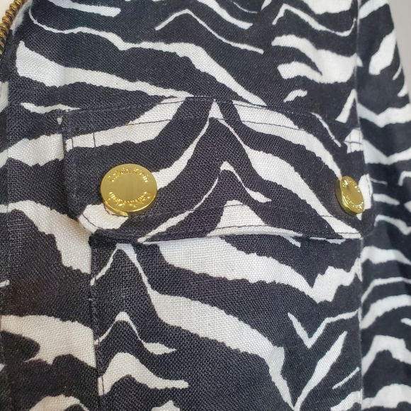 Calvin Klein Linen Zebra Print Anorak Jacket - Picture 8 of 10